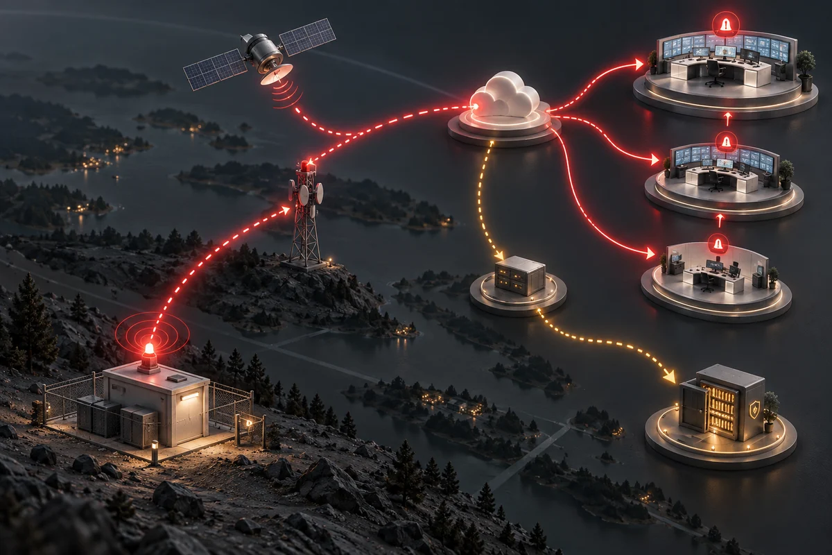 Monitoring an Unattended UPS Site: From Alarm to Escalation — conceptual engineering illustration